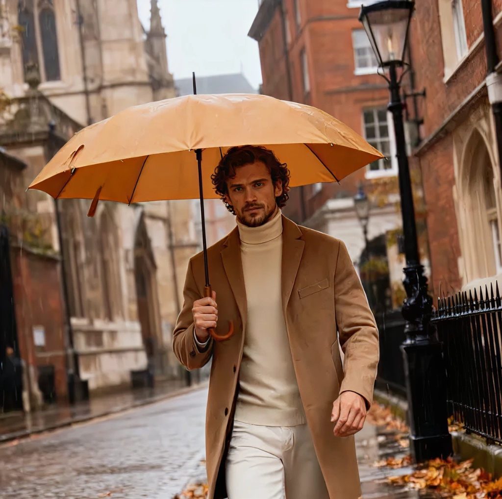 Man holding umbrella